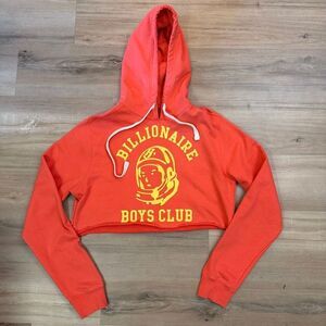 Billionaire Boys Club Cropped Orange Pullover Hoodie Yellow Graphic Size Large